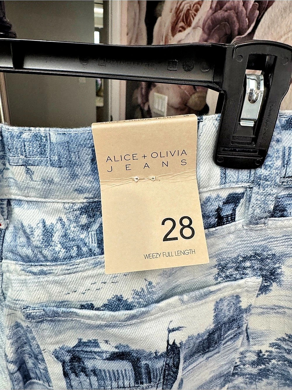 Alice + Olivia 28 Wide Leg Pant Blue & White Waist 28 NWT - Picture 5 of 10